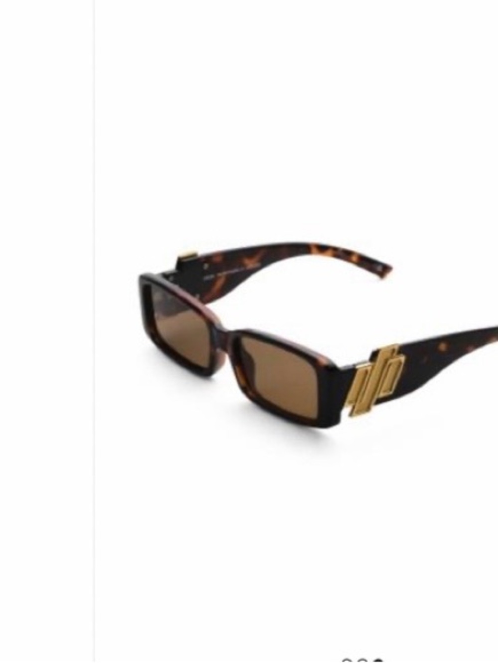 Le Specs Tortoiseshell Rectangular Sunglasses with Gold Detail and Brown Lenses